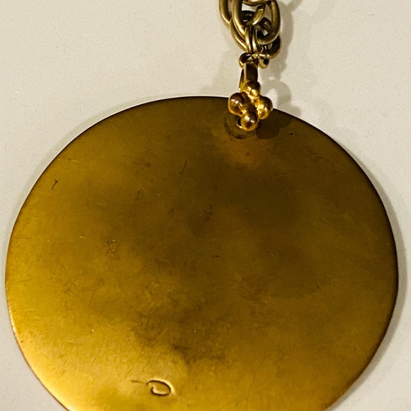 Vintage Oscar de la Renta Gold Plated Statement Round Pendant Necklace - Picture 4 of 8